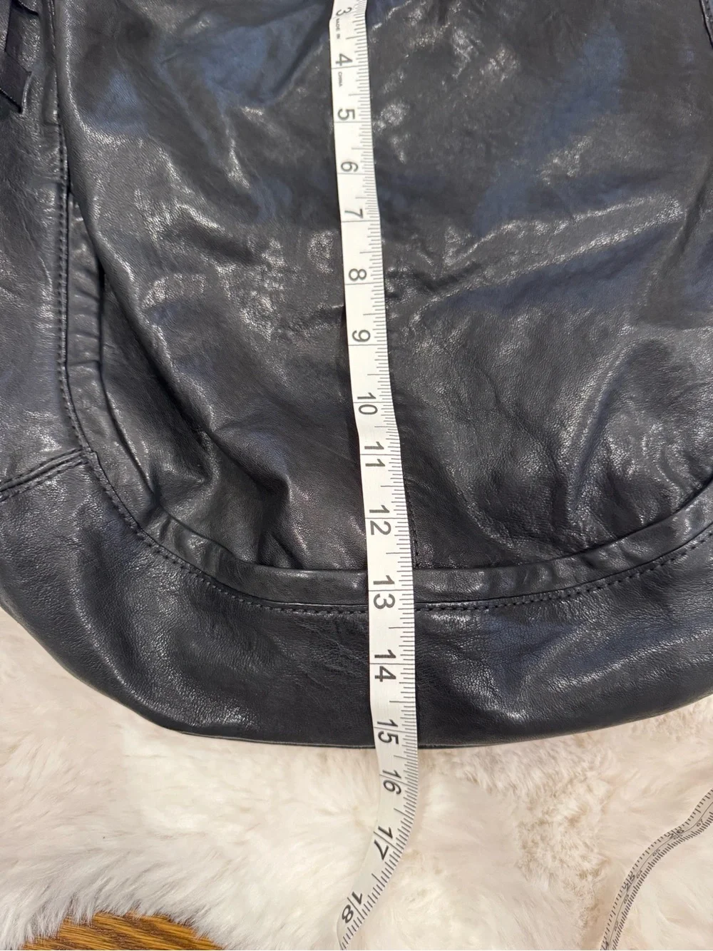 Andrew Marc Black Leather Hobo Shoulder Bag
